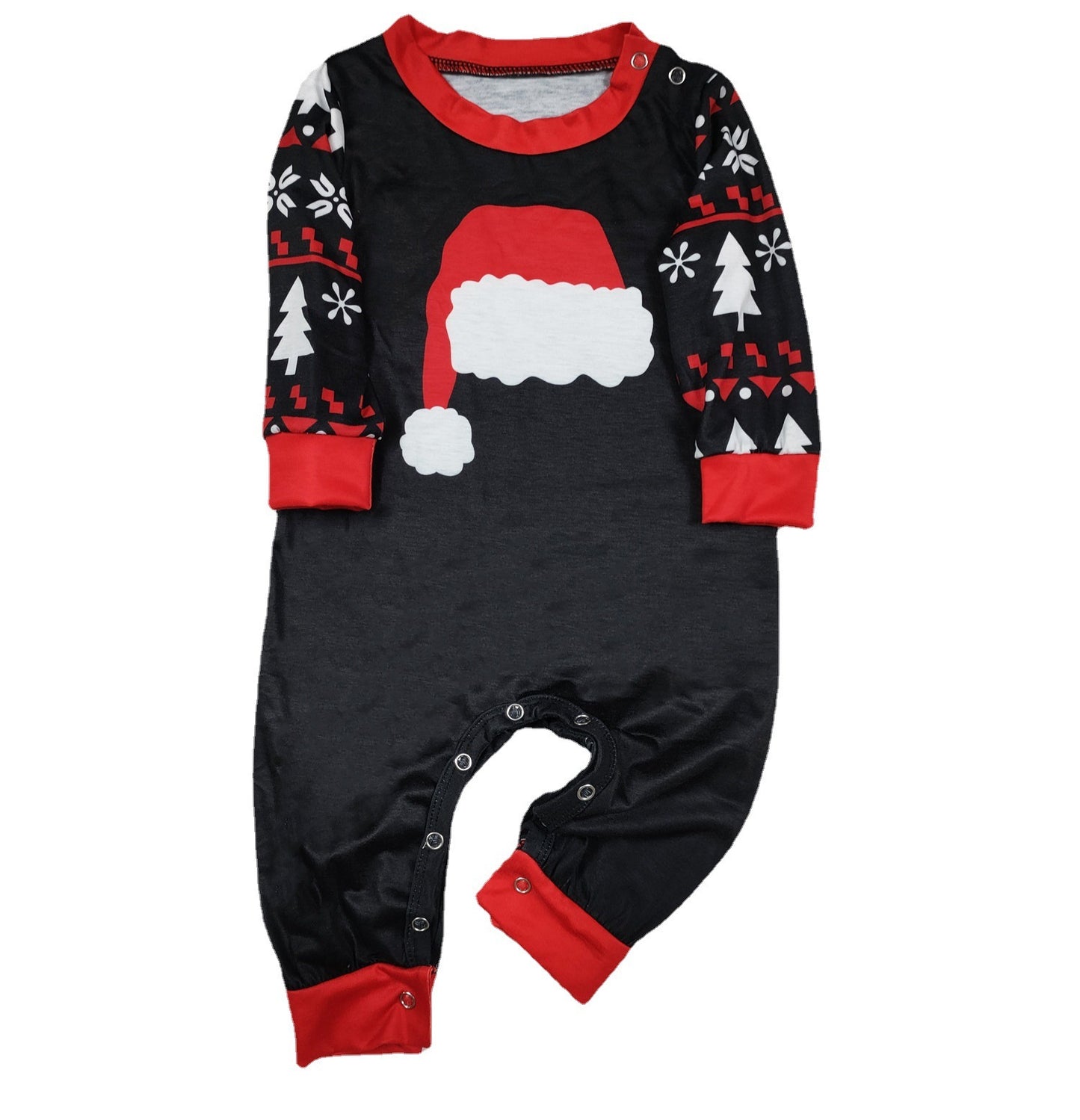 New Autumn And Winter Pajamas Set Home Wear Christmas Hat Printed Parent-child Suit