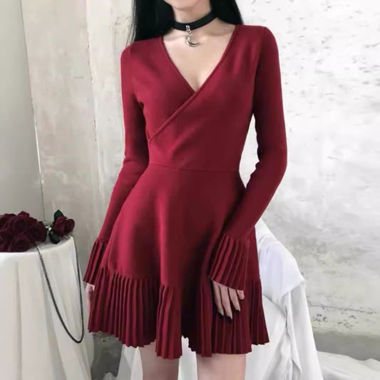 Burgundy Blood love Woolen Dress